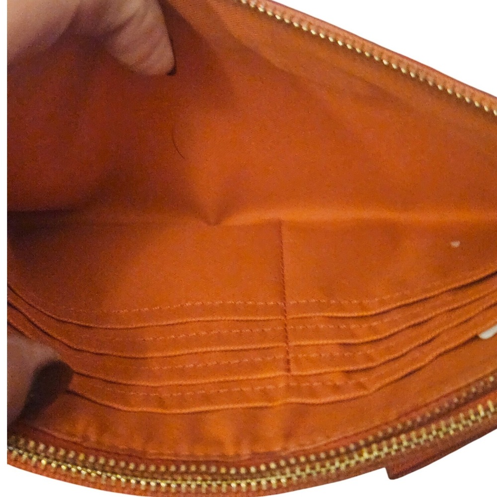 Coach‎ Double Zip Wristlet Orange Pebbled Leather Clutch Bag 87591 - Picture 5 of 8